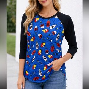 LuLaRoe Red White Blue 4th of July Ice Cream Shirt Size Small Woman’s S